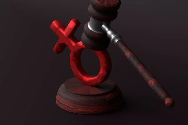 Concept Violation Women Rights Judge Gavel Hits Women Sign Roe — Stock Photo, Image