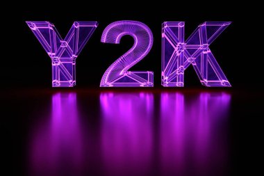 2000 dolar. İkinci milenyumun yılları. Kısaltma. Kırmızıyla parlayan metin. 3d hazırlayıcı