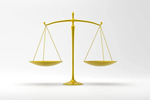 Scales Justice Golden Color White Background Court Symbol Render — Photo