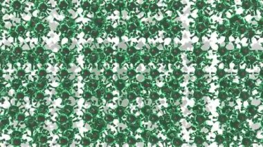 Virüslerden arkaplan. Beyaz arkaplan hareketindeki yeşil soyut virüsler. Döngülü canlandırma.