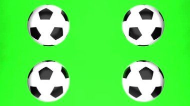 Yeşil arka planda futbol topları. Döngülü video.