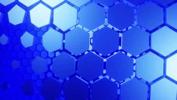 Los Panales Azules Mueven Hexagones Disminuyen Aumentan Animación Bucle — Vídeo de stock