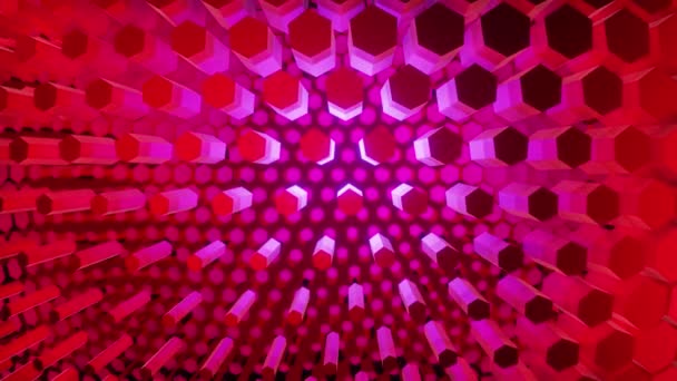 Red Honeycombs Hexagons Moving Red Abstract Background Looped Animation — Stock video