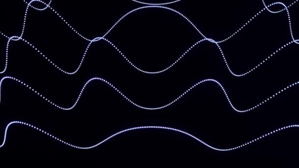 Curved Lines Dots Black Background Abstraction Looped Animation — Vídeos de Stock