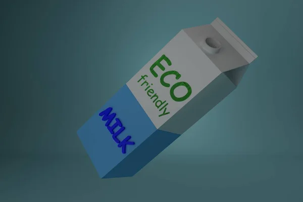 Eco friendly milk package on a blue background. 3D render