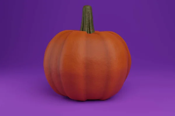 Yellow Pumpkin Purple Background Render — Stockfoto