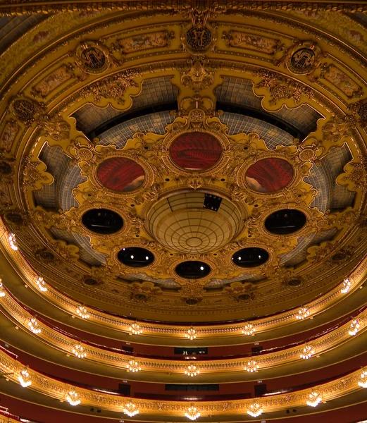 Vaulted ceiling and boxes at the Teatro Liceu, Barcelona — Stock Photo, Image