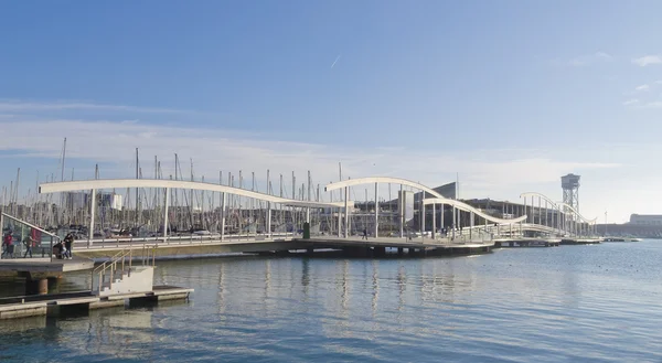 Panorámica de Rambla del Mar, Barcelona — Foto de Stock