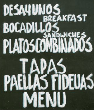 tapas, paellas, menü