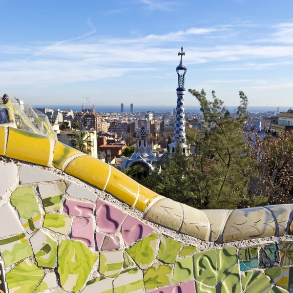 Mosaici di Antonio Gaudi, a Park Guell — Foto Stock