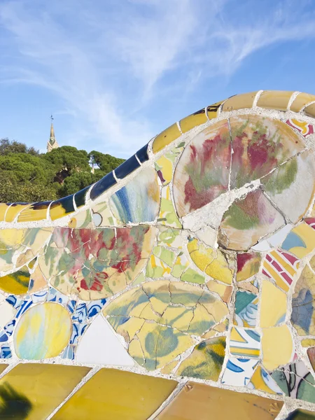 Mosaici di Antonio Gaudi, a Park Guell — Foto Stock