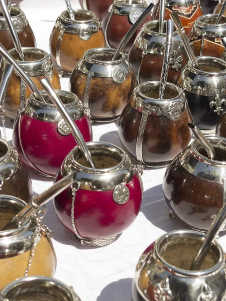 Mate calabash cups sale in San telmo. — Stock Photo, Image