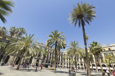 turist üzerinde plaza real barcelona, İspanya