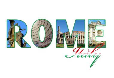 Letters with photos of Rome city, Italy clipart