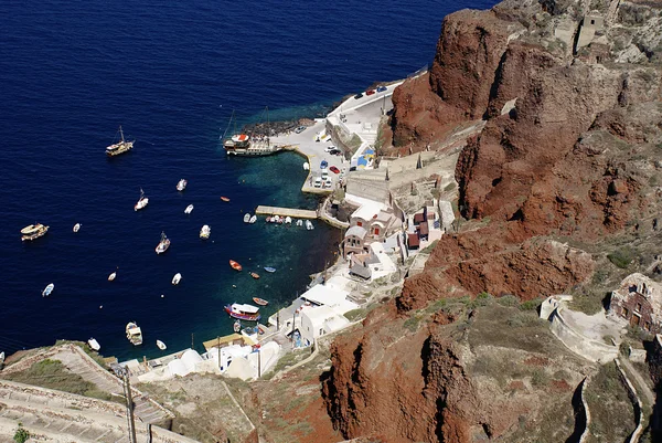 Yunanistan Ege Denizi'ndeki santorini Adası'nda fira şehrin eski liman