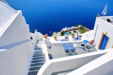 santorini Island oia köyün geleneksel Yunan mimarisi