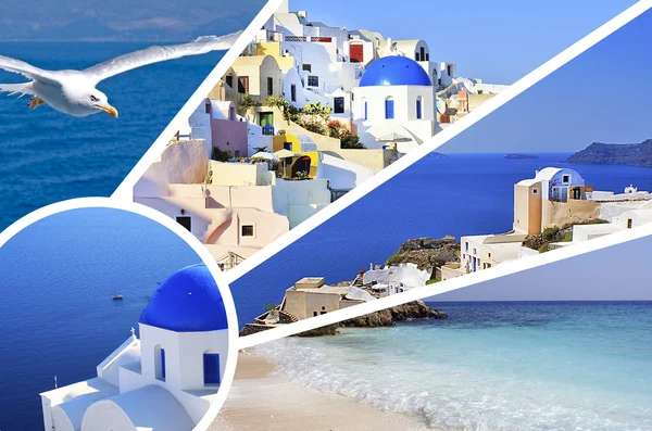 Set van foto's zomer op santorini eiland, Griekenland — Stockfoto
