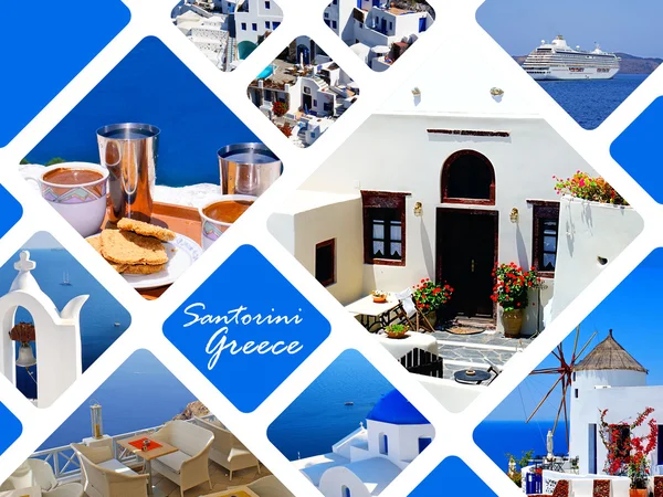 Conjunto de fotos de verão na ilha de Santorini, Grécia — Fotografia de Stock