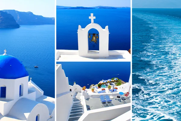 santorini Island, Yunanistan yaz fotoğrafları kolaj bir