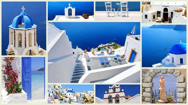 Koláž z fotografií v létě v santorini island, Řecko — Stock fotografie