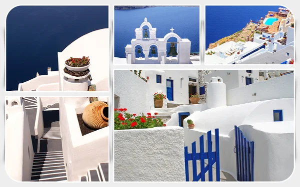 Collage av sommar bilder i santorini island, Grekland — Stockfoto