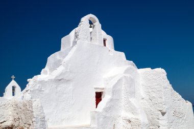 Yunanistan 'daki Mykonos adasında eski Panagia Paraportiani Kilisesi