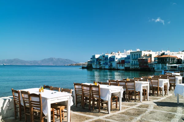 Vista panorâmica da pequena Veneza na Ilha Mykonos, Grécia — Fotografia de Stock