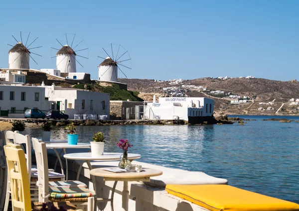 Veduta panoramica della piccola Venezia sull'isola di Mykonos, Grecia — Foto Stock