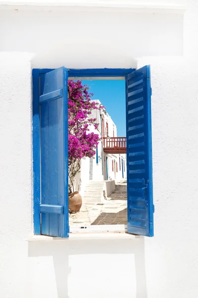 geleneksel Yunan pencere sifnos Island, Yunanistan
