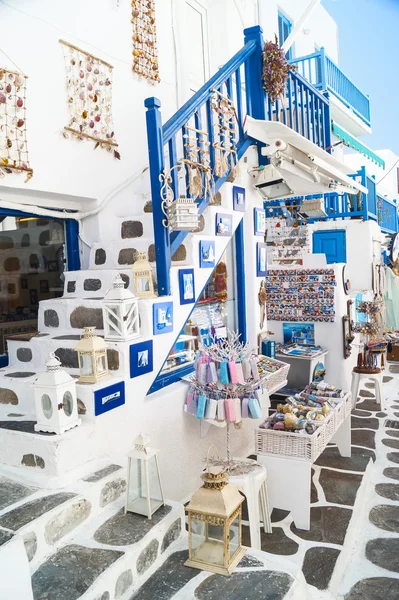 mykonos Adası, gree Yunan turistik Dükkanı ayrıntılı görüntü