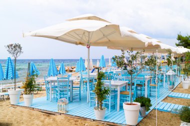 geleneksel Yunan kafeterya Beach, Yunanistan
