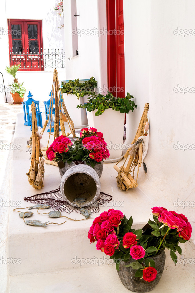Detail image from a greek touristic shop on Mykonos island, Gree