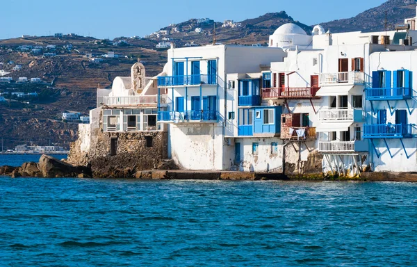 Panoramisch uitzicht op klein Venetië op het eiland mykonos, Griekenland — Stockfoto