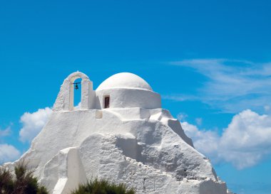 Yunanistan 'daki Mykonos adasında eski Panagia Paraportiani Kilisesi