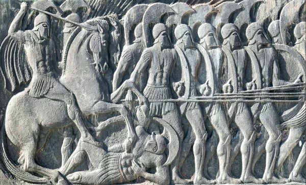 Placa griega antigua igual en el gran monumento de Alejandro en Thessa —  Fotos de Stock