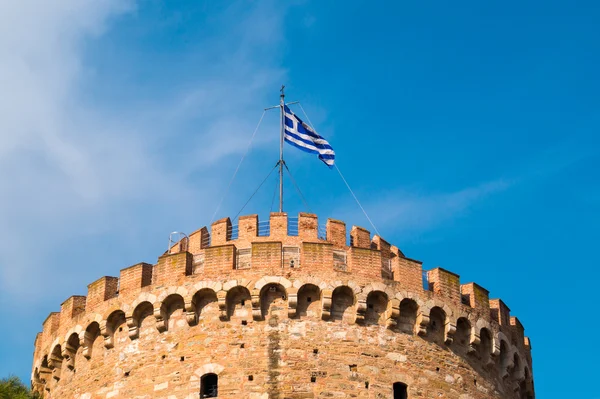 Der weiße Turm der Stadt Thessaloniki in Griechenland — Stockfoto