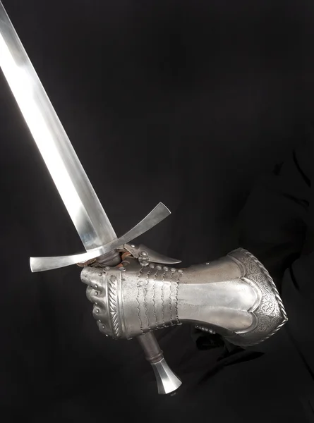 Knight's metalen handschoen — Stockfoto