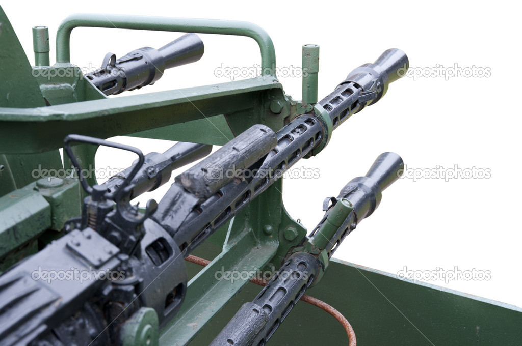 Anti-aircraft gun mounted on a railway platform 