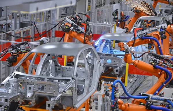 Robots welding in factory — Stock Photo, Image