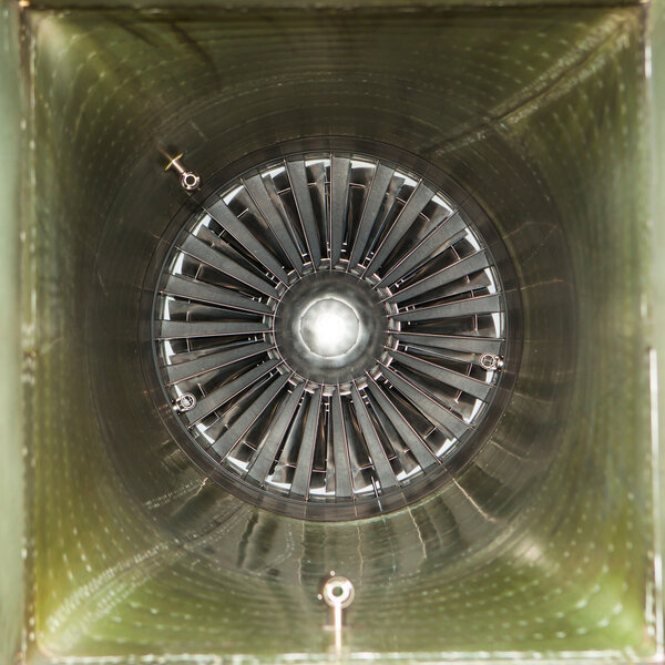 inside of air intake tube of jet fighter engine