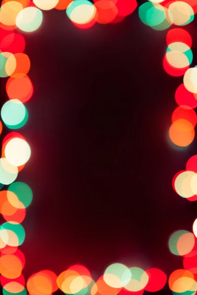 Dark background with bokeh lights frame — Stock Photo, Image