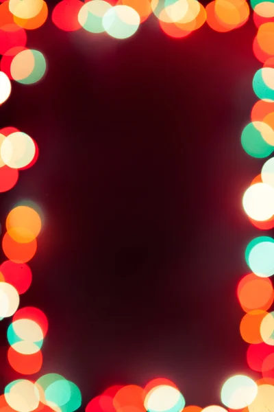 Dark background with bokeh lights frame — Stock Photo, Image