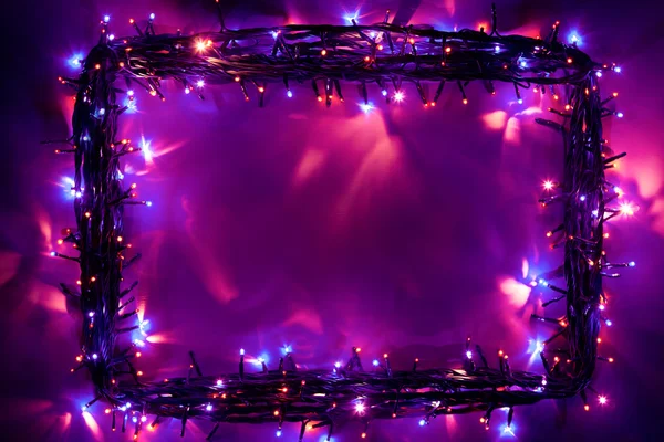 Christmas lights frame backdrop — Stock Photo, Image
