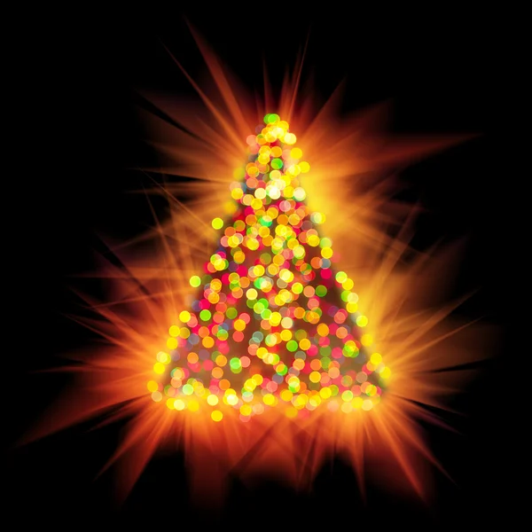 Glänzendes Weihnachtsbaumlicht, isoliert auf schwarz — Stockfoto