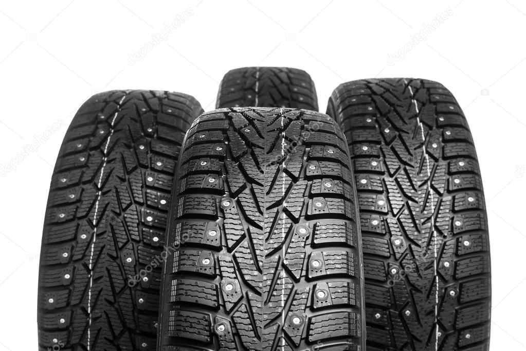 winter tires set isolated on white