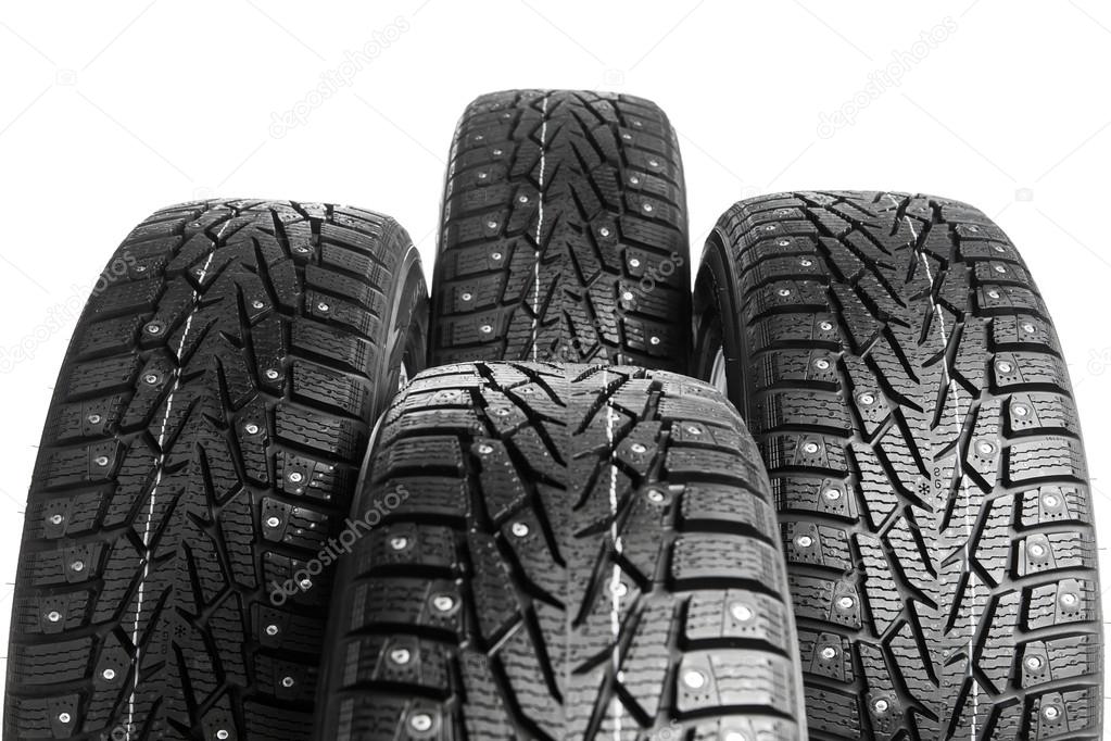 winter tires set isolated on white