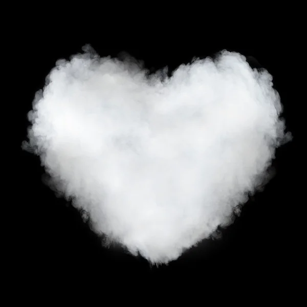 Heart shaped cloud isolated on black — Stock Photo, Image