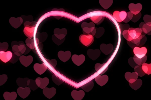 Glödande hjärta form med bokeh lampor — Stockfoto
