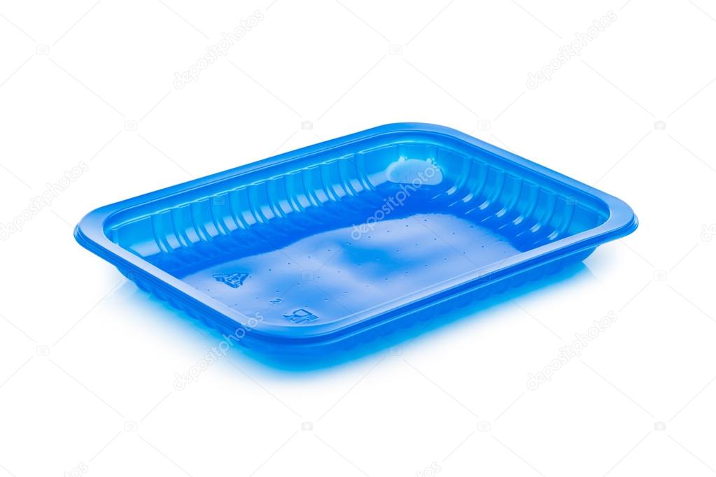 blue plastic container isolated on white