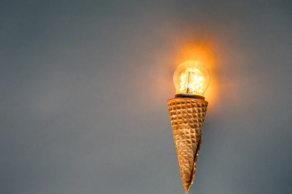 led lamp in ice cream cone, innovation concept